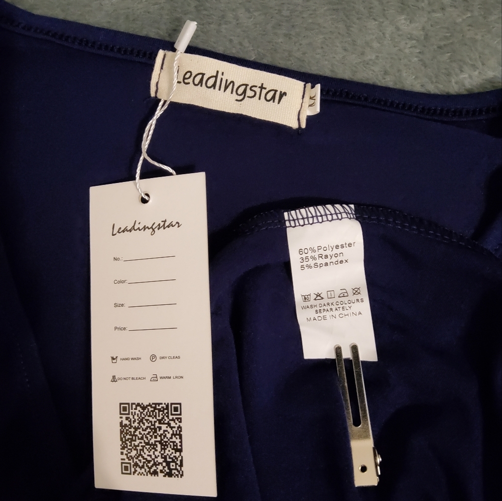 NWT. LEADINGSTAR SOLID BLUE LONG PUFF SLEEVES WITH ELASTIC CUFFS SIZE M - Picture 9 of 9